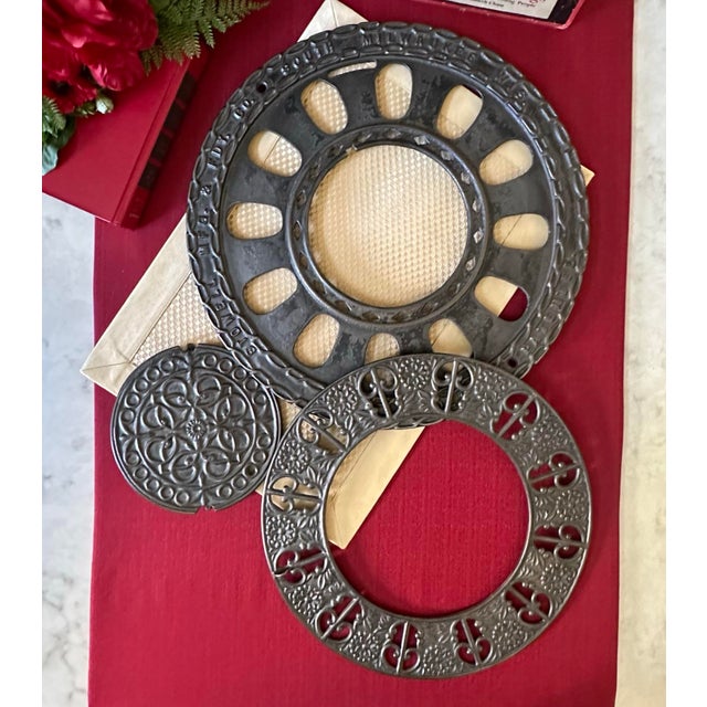 Victorian Antique Round Cast Iron Heat Register/Grate Late 1800's - 3 Piece Set For Sale - Image 3 of 9