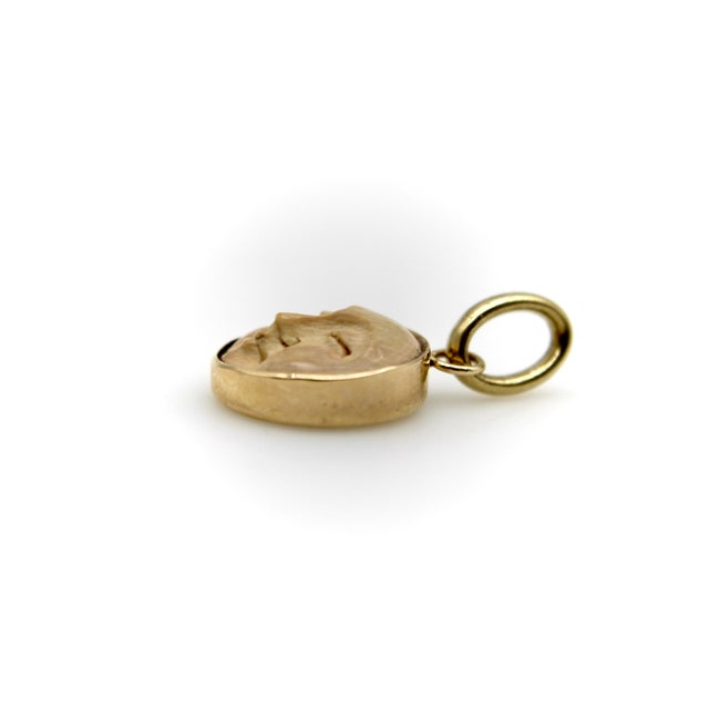 1990s 14k Gold and Fossilized Mammoth Tusk Man in the Moon Charm For Sale In Los Angeles - Image 6 of 9
