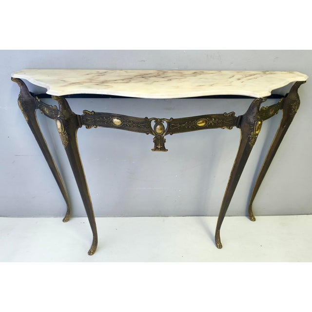 Mid-Century Bronze Console Table with Portuguese Pink Marble Top, 1960s For Sale - Image 13 of 13