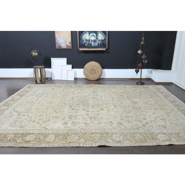 1970s Vintage Persian Handknotted Wool Orange Oversize Area Rug For Sale - Image 4 of 11