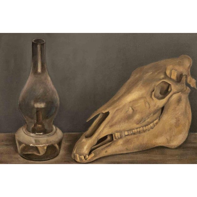 Still life with Skull is a modern artwork realized by Albin Sattler (1927 Lauterbach, Czechoslovakia - 1998 Munich) in...