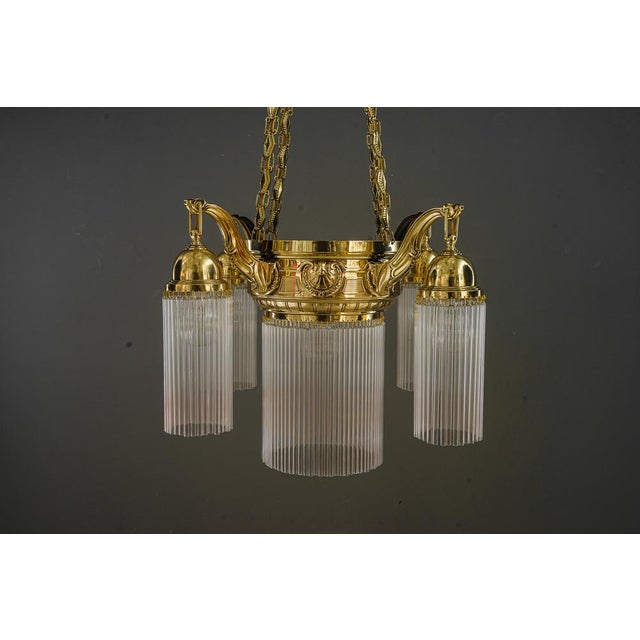 Art Deco Chandelier with Glass Sticks, Vienna, 1920s For Sale - Image 10 of 18