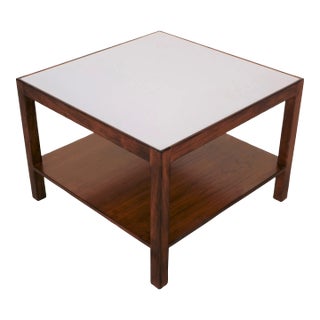 1960’s Mid-Century Modern Two-Tiered Walnut and White Formica Coffee Table For Sale