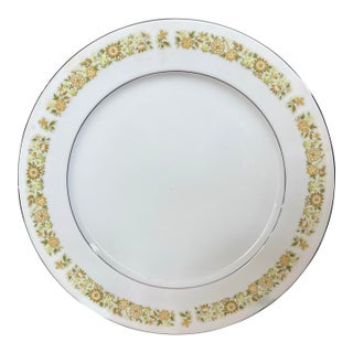Vintage Towne House "Spring" 3094 Dinner Platter • Yellow Floral Band & Silver Trim • 12 1/4” For Sale