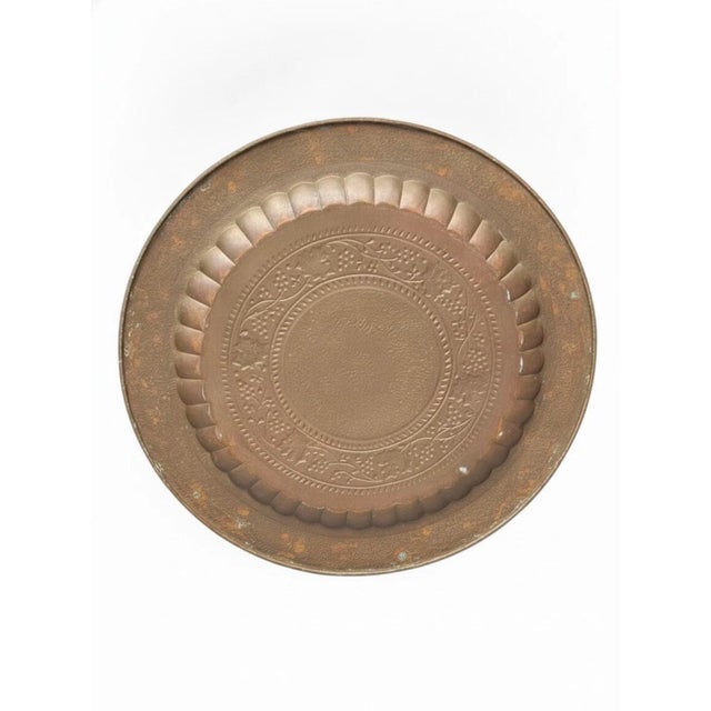 Type: Vintage Handcrafted Brass Charger / TrayOrigin: India (Benares / Varanasi style metalwork) Diameter: 31 Inches...