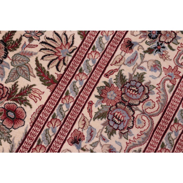 1990s Shabby Chic Floral 1990's Pak-Persian Ivory/Ivory Wool Rug - 8'0'' X 9'0'' For Sale - Image 5 of 9