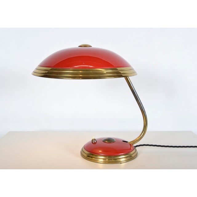 Mid-Century Modern Industrial Brass Enamel Table Lamp from Helo Leuchten, 1950s For Sale - Image 12 of 12