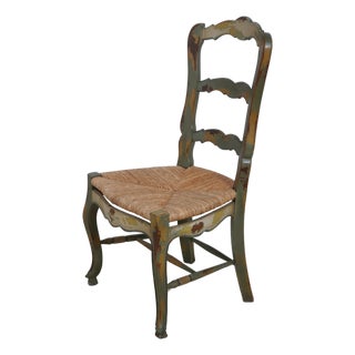 French Country Woven Seat Ladder Back Chair For Sale