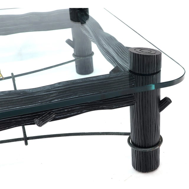 Large Oversize Thick Glass Top Rectangle Coffee Table with Singing Birds For Sale - Image 11 of 13