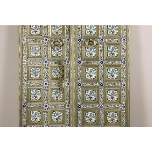 Pair of Antique Indian Decorative Panels with Painted Tin Insets For Sale - Image 9 of 18