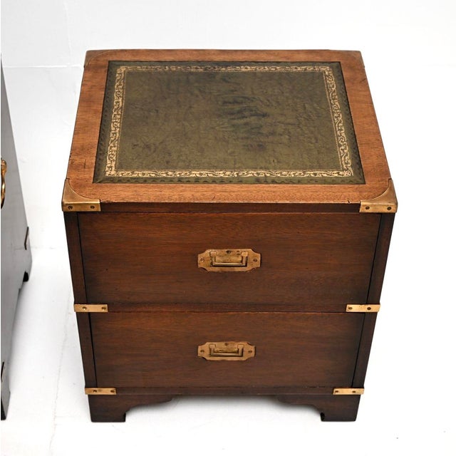 Brown Vintage Military Campaign Bedside Chests, 1950, Set of 2 For Sale - Image 8 of 11