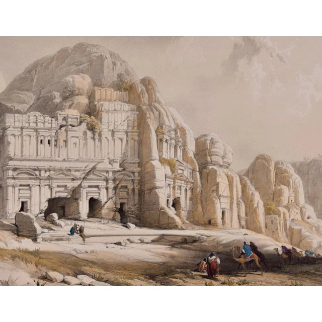 Petra, the Upper or Eastern Valley: 19th C. Hand-Colored Roberts Lithograph, 1842 For Sale - Image 4 of 6
