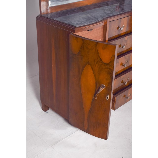 Brown Vintage Portuguese Art Deco Mirror Sideboard, 1920 For Sale - Image 8 of 18