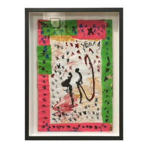 Purvis Young 1990 Mixed Media Painting Framed, Signed, 36.50” X 26”