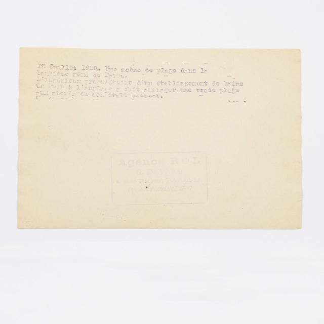 On the Beach Near Paris, Silver Gelatin Black and White Photography, 1929 by Press Agency Rol For Sale - Image 4 of 4