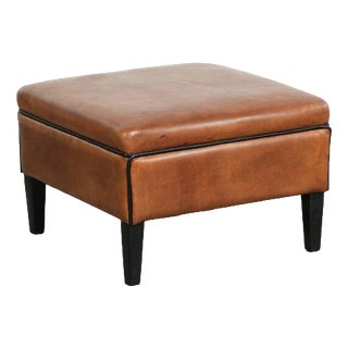 Ottoman in Sheepskin Leather For Sale