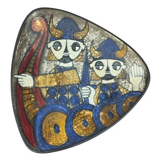Mid-Century Modern Ceramic Bowl with Hand-Painted Viking Motif by Marianne Starck for Michael Andersen & Søn For Sale