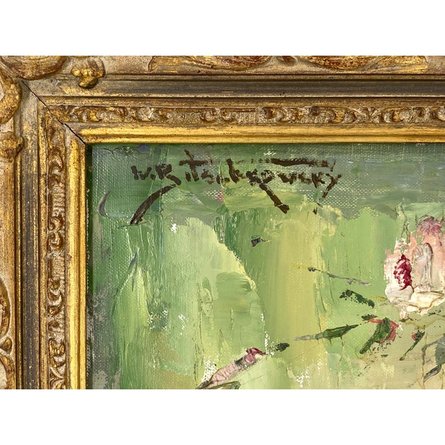 Wladimir Bitschkowsky, Colorful Floral Still Life with Roses, 1920s, Oil Painting on Canvas, Framed For Sale - Image 6 of 15