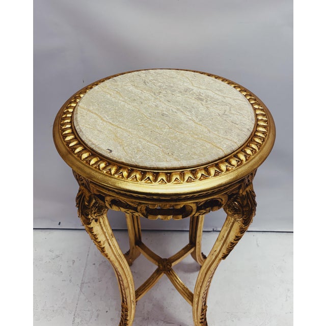 Early 21st Century Gold Side Table with Round Marble Top from Green Square For Sale - Image 5 of 10