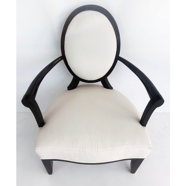 White Late 20th Century Barbara Barry for Baker Furniture Oval X-Back Club Chair For Sale - Image 8 of 11