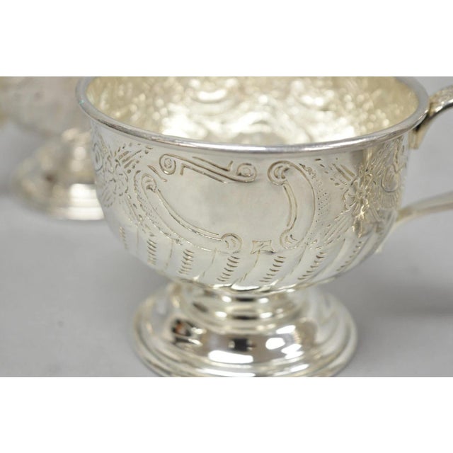 Vintage English Sheffield Kentshire Silver Plated Punch Bowl Set with 12 Footed Cup For Sale - Image 9 of 18