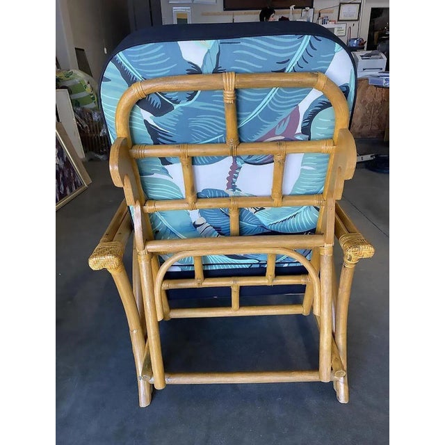 1940s Restored "40s Transition" 2-Strand Adjustable Back Rattan Lounge Chair, Pair For Sale - Image 5 of 8