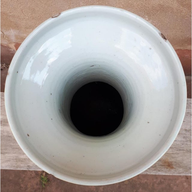 Blue Large Celadon Vase with Shishis Decor, China, 19th Century For Sale - Image 8 of 16