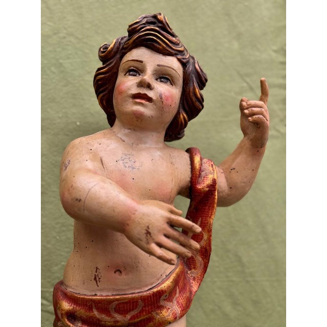 Baroque Angels in Polychrome Wood, Set of 2 For Sale - Image 10 of 12