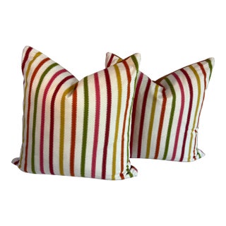 Early 21st Century Stripe Pillows- a Pair For Sale