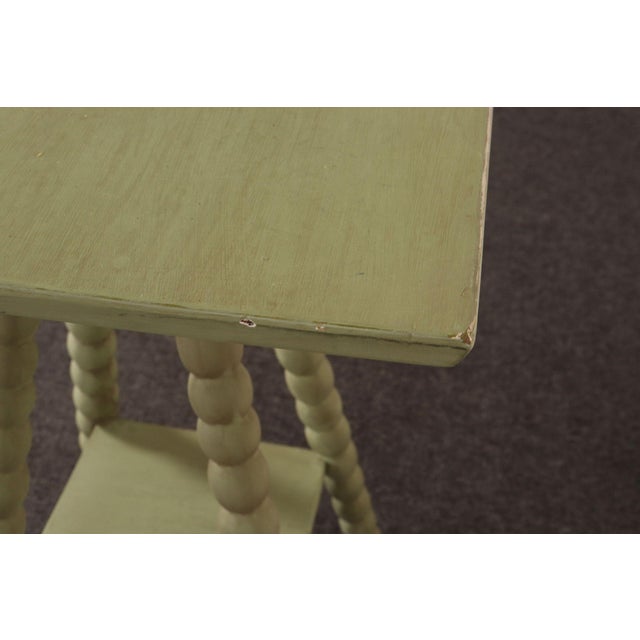 Vintage Folk Art Two Tier Mint Green Bobbin Side Table For Sale - Image 11 of 18