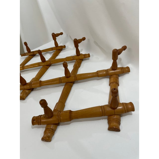 1950s Expandable Bulgarian Faux Bamboo Wooden Coat and Hat Rack For Sale - Image 12 of 18