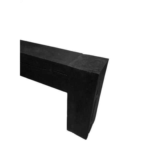 Solid Teak Wood Console Table, Burnt Finish Modern Organic For Sale - Image 6 of 7