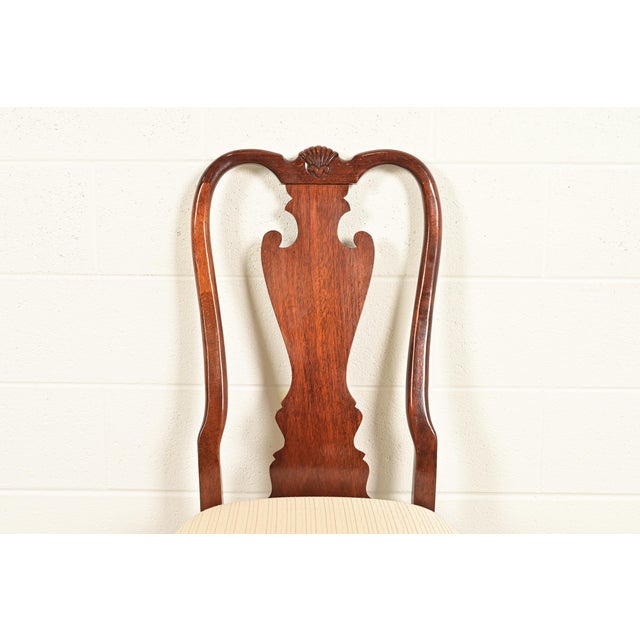 Thomasville Queen Anne Carved Solid Mahogany Side Chairs or Dining Chairs, Pair For Sale In South Bend - Image 6 of 14
