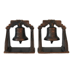 Early American Cast Iron Liberty Bell Bookends - A Pair
