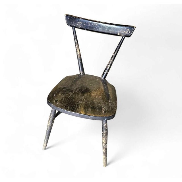 Black Stacking Chair by L. Ercolani for Ercol, 1950s For Sale - Image 10 of 11