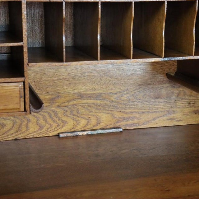 Antique Oak S-Roll Top Single Pedestal Desk C1910 For Sale - Image 10 of 14