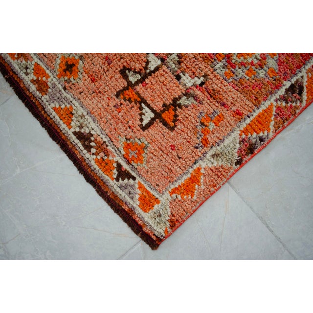 Antique Style Orange Runner Rug, Hand Knotted Turkish Carpet, 3x12 Vintage Area Rug, Rare Alien Motif Decor, Organic Modern Rug For Sale - Image 14 of 16