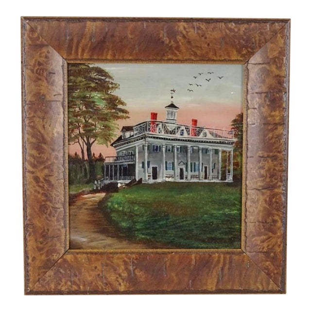 Early 19th Century Reverse Painting of Washington's Mount Vernon