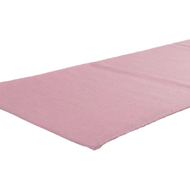 Swedish Inspired Pink Kilim Runner with Scandinavian Modern Style 03'01 x 11'10. ??From subtle to sensation with bohemian...