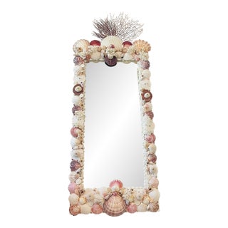 Fabulous Sea Shell Encrusted 4 Ft Wall Mirror For Sale