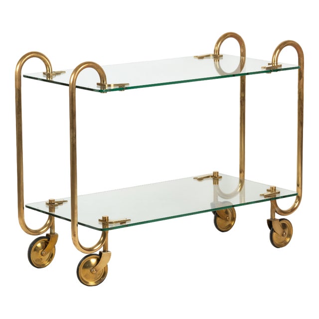 Desserts Trolley in Brass and Glass from Gio Ponti, 1930s For Sale