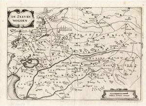 Antique Map of Zevenwouden in Friesland, the Netherlands, 1635