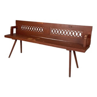 Art Deco Italian Bench in Red Wood, 1930s For Sale