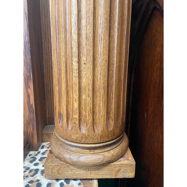 Late 1800s Renaissance Revival Solid Oak Mirrored Back Bar With Columns & Pabst Blue Ribbon Inscriptions For Sale - Image 4 of 13