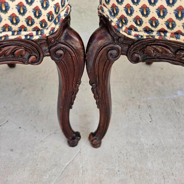 French Provincial Pair of Antique French Provincial Louis XV Walnut Bergere Armchairs For Sale - Image 3 of 18