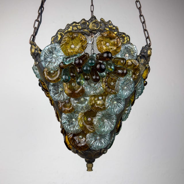 Antique Murano Glass Pendant Lamp, Italy, 1910s For Sale - Image 16 of 18