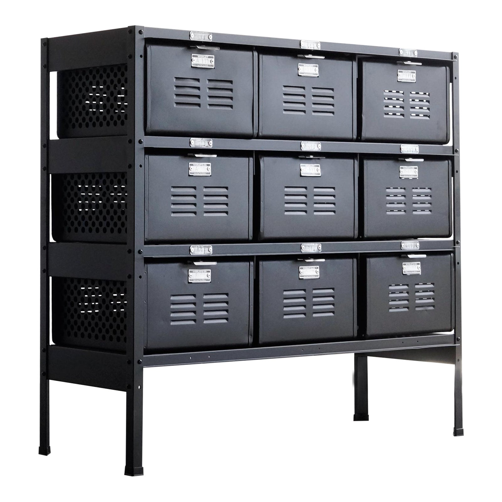 Vintage Locker Basket Unit in Matte Black Chairish