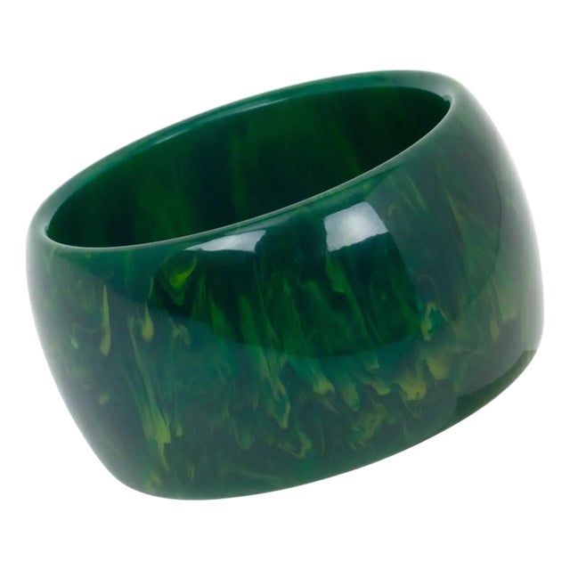Bakelite Blue-Moon Extra-Wide Bangle Bracelet For Sale