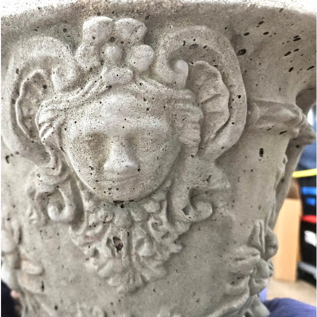 Stone French Neoclassical Style: Pair of Cast Stone Garden Planters For Sale - Image 7 of 13