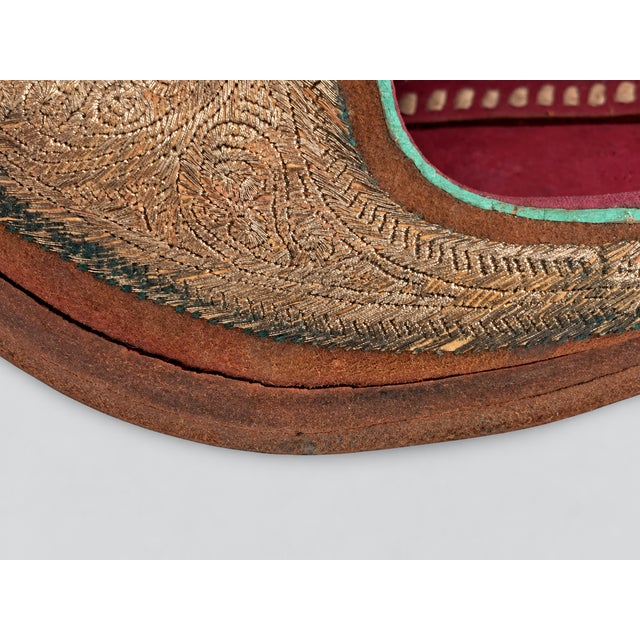 Antique Indian Gold-Embroidered Leather Mojari Shoes, Circa 1870–1910, Pair For Sale - Image 6 of 12